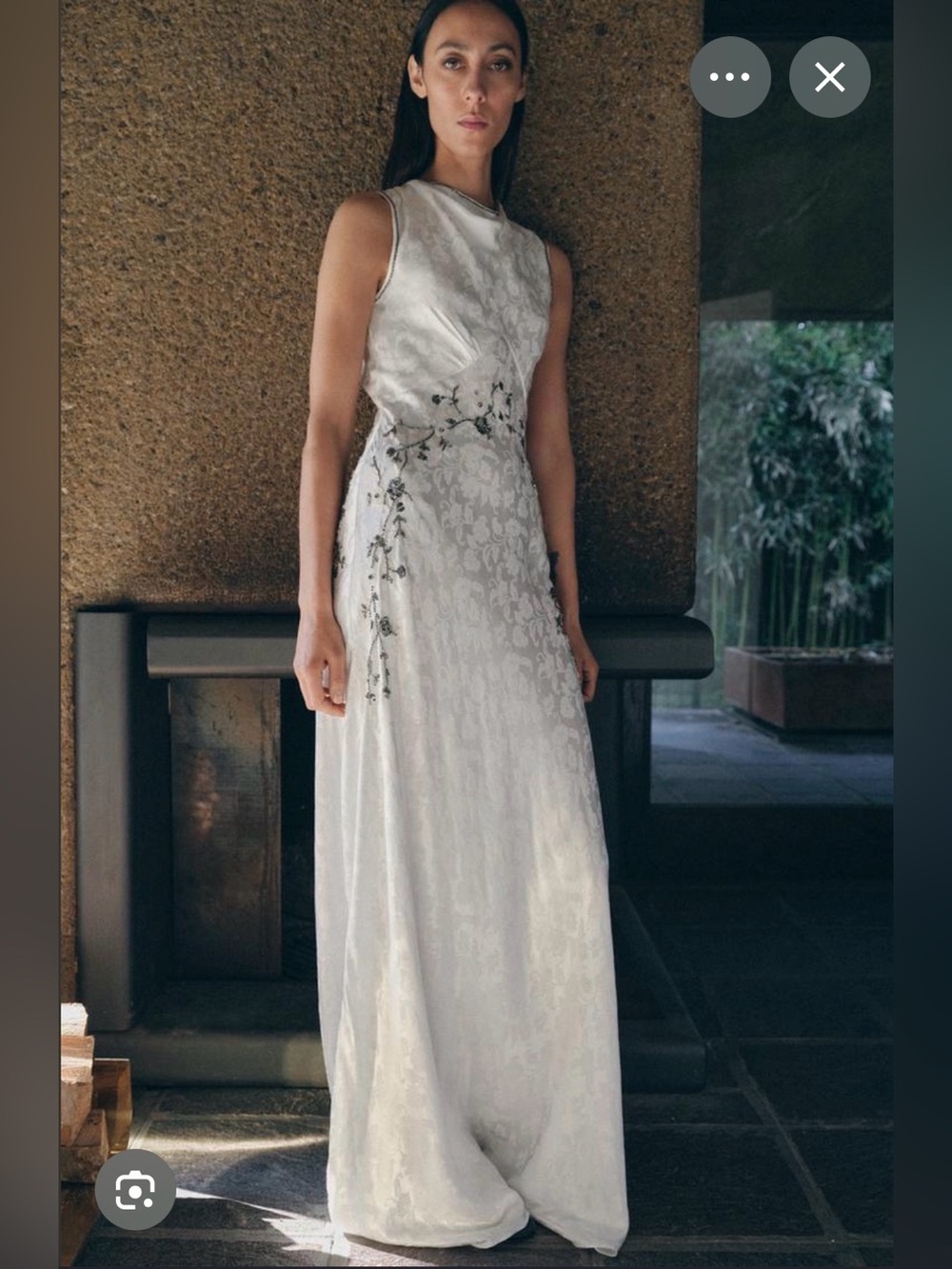 🔥🔥Zara White Satin Embroidered Maxi Dress - Picture 5 of 7
